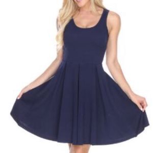 navy suede skater dress